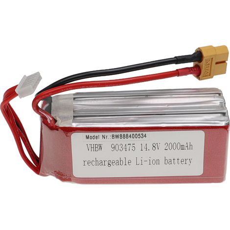 vhbw batteria con XT60 per modellismo per es. macchine da corsa, elicotteri, aerei (2000mAh, 14,8V, Li-Poly, 88 x 35 x 38 mm)