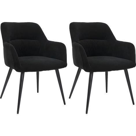 Lot de 2 chaises avec accoudoirs en tissu et métal - Noir - HEKA (1/5)