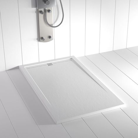 Plato de ducha de resina Flow Blanco ANTIDESLIZANTE (Rejilla a color)- 70x80 cm - Válvula+Rejilla GRATIS (1/5)