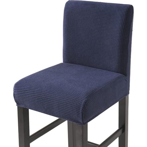 Dehnbare Barhocker-Stuhlhussen, Stuhlhussen mit niedriger Rückenlehne, 4er-Set, Dunkelblau (1/5)