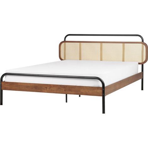 Bed Rattan BOUSSICOURT 180 x 200 cm (EU Super King) Dark Brown