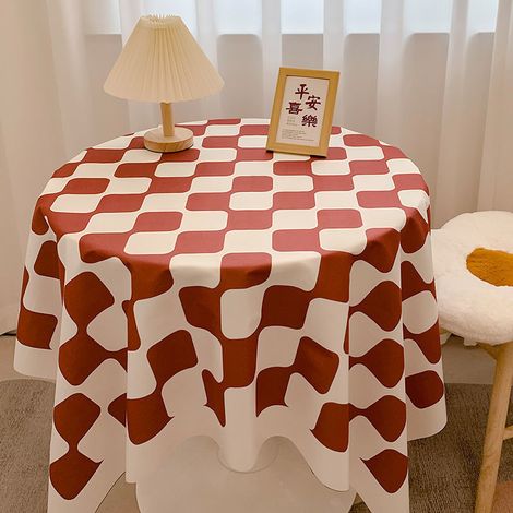 Nappe À Carreaux Style Écossais Pour Table Ronde Bureau Étudiant Salon - Tissu Durable Facile À Nettoyer - 1 Pièce (1/5)