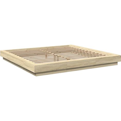 Bed Frame with LED Lights without Mattress Sonoma Oak 180x200cm vidaXL
