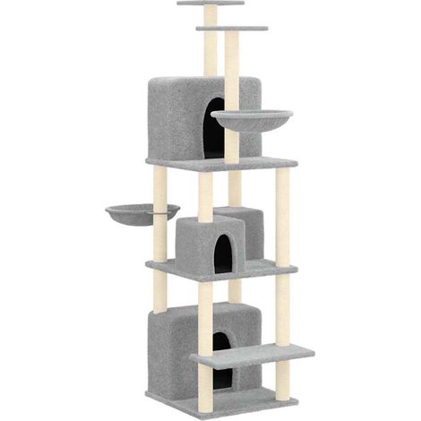vidaXL Rascador para gatos con postes de sisal gris claro 180 cm (1/2)