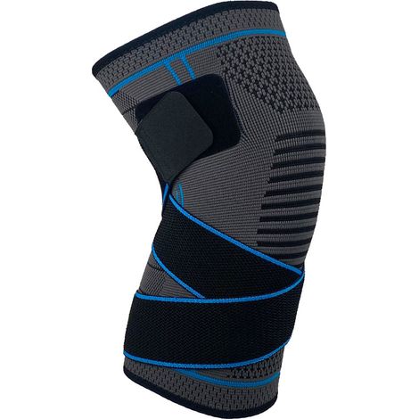 Genouillères de sport bleues, genouillères élastiques ajustables XXL en 2 pièces, genouillères de compression pour le sport, genouillères rotuliennes (1/5)