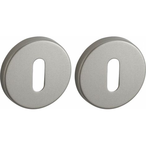 Coppia di rosette tonde Ø 50 mm con foro chiave, nichel satinato – THIRARD
