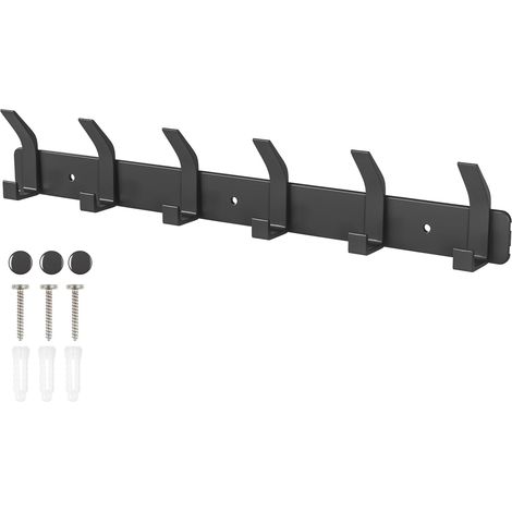 Perchero de pared, gancho para baño, con 6 ganchos - Negro (1/5)