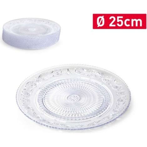 1 Piatto in Plastica Crystal Tondo Trasparente 25 cm
