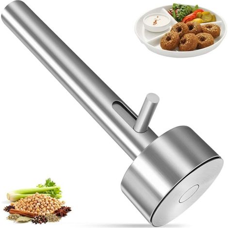 Cuillère à Falafel en Acier Inoxydable avec Trou, Pelle à Falafel Professionnelle, Outil de Fabrication Boulettes de Viande, Moule à Faire de Falafels Non Adhésive pour Cuisine Maison et Restaurant (1/4)