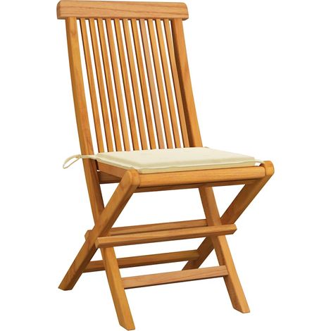 Maison Exclusive - Chaises pliantes avec coussins crème, 4 pièces, en bois de teck massif (1/5)
