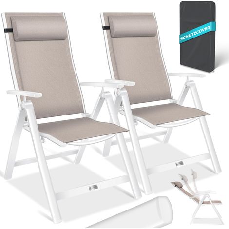 KESSER® Silla de jardín con reposabrazos Silla plegable de aluminio con cojín ajustable en 7 posiciones Transpirable (1/5)