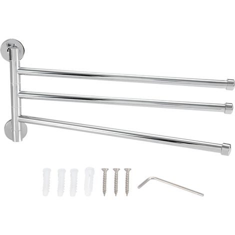 Porte-serviettes mural pour salle de bain, étagère pivotante rotative à 3 bras, support pliable en métal (1/5)