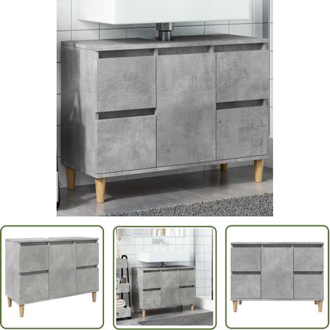 vidaXL Waschbeckenunterschrank Betongrau 80x33x60 cm Holzwerkstoff (1/5)