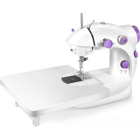 Mini machine à coudre électronique à double fil, 2 vitesses, pour vêtements, rideaux, artisanat d'art - avec 99 accessoires de couture et table d'extension (1/5)