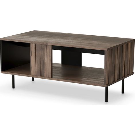 Table basse design aspect noyer et noir mat 100 x 54 cm Matty (1/3)