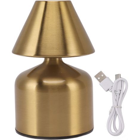 3W touch-sensitive table lamp with adjustable brightness, wireless, rechargeable, 1800 mAh, 3 colors, ideal for bars and offices (gold color). (1/5)