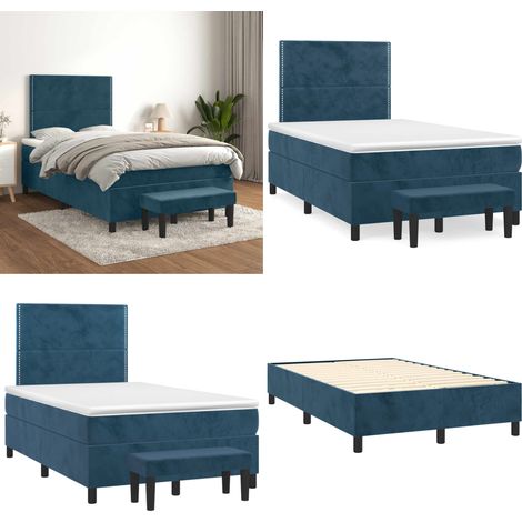 Boxspringbett mit Matratze Dunkelblau 120x200 cm Samt - Samtbett - Boxspringbett - Doppelbett - Bettauflage - Nachttisch - Home & Living (1/5)