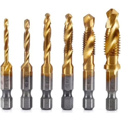 6 Pièces M3 M 4 M5 M6 M8 M10 Tige Hexagonale Plaqué Titane Filetage HSS Taraud Métrique Forets Vis (1/5)