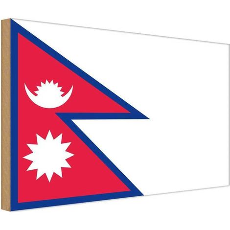 Panneau en bois 30x40 cm Drapeau du Népal, armoiries (1/4)