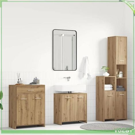Ensemble meubles salle de bain - FAF7291712446436 - Chêne artisanal - Bois d'ingénierie - 4 pcs grand rangement (1/5)