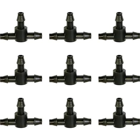 50 raccords universels pour irrigation goutte à goutte, tés à barbes de 1/4 pouce (1/5)