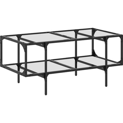 Mesa de centro de diseño moderno con tapa de cristal transparente y acero 98,5 x 50 x 45cm DEC037380