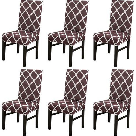 Stretch Chair Cover, 1/4/6 Pieces High Back Elastic Chair Covers, Removable Washable Dining Room Chair Cover (Cafe, 6 PCS) (1/5)