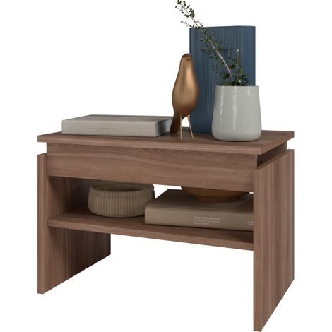 Beaux Meubles Pas Chers – Table basse rectangulaire châtaignier – 2 niches accessibles – Dimensions L 53.5 x H 37 x P 33 cm – Bois certifié FSC (1/5)
