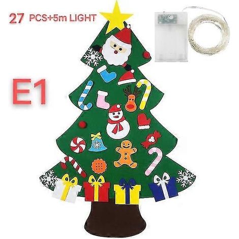 Sapin de Noël en feutrine pour enfants, bricolage, Père Noël, cadeau, décoration de Noël 2024, sapin de Noël, bonne année 2023, style sapin de Noël E1 (1/5)
