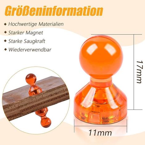 Packung mit 56 Neodym-Magneten – 8 Farben – Starke Mini-Magnete für Magnettafeln und Whiteboards – Neodym-Magnet – Kleiner Multifunktionsmagnet – Transparente Kegelmagnete (1/5)