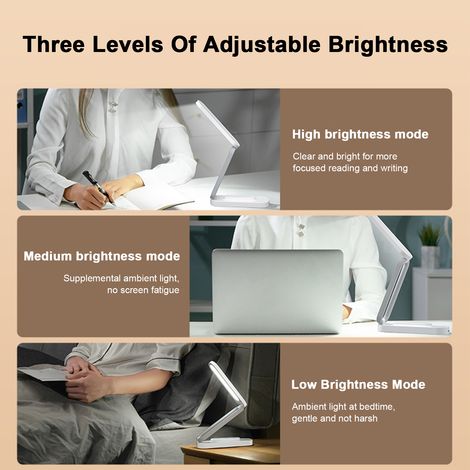 Ortviai Lampe de Bureau Pliable Rechargeable avec Gradation Tactile et 3 Niveaux de Luminosité – Blanc
