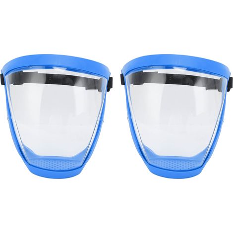 Lot de 2 masques de protection anti-poussière avec élastique de sécurité, réutilisables, avec filtres en coton, transparents, bleus et blancs, pour enfants. (1/5)