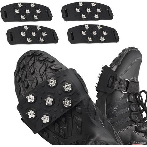 Paires - Semelles antidérapantes pour la neige - Universelles - Pour marcher sur la neige et la glace - Crampons - Ajustables - Adhérence sur la neige - Marche en toute sécurité sur la glace - Chaînes (1/5)