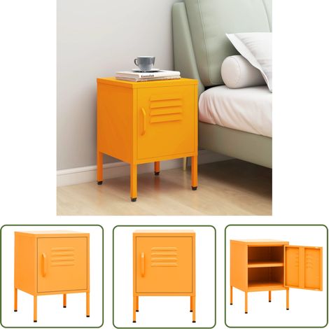 Table de Chevet, Table de nuit, pour Chambre Salon Couloir, Jaune moutarde 35x35x51 cm Acier OIB1554E (1/5)