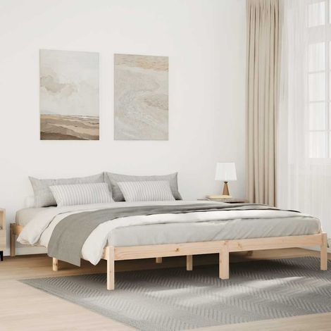 Cadre de lit extra long sans matelas 200x220 cm bois massif pin (1/5)