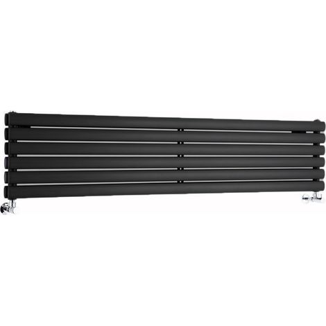 Milano Aruba Black Horizontal Double Oval Panel Radiator - 354mm x 1600mm (1/5)