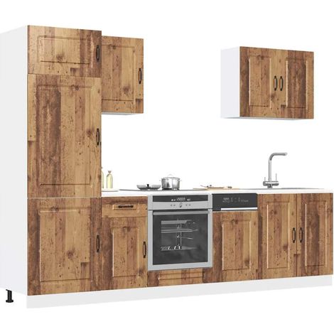 Mueble cocina Kalmar madera vieja 7 pzas madera contrachapada