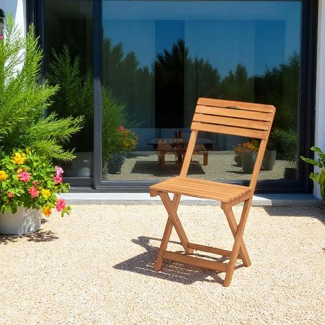 Chaise de jardin pliante en bois, avec poignée SORA (1/4)