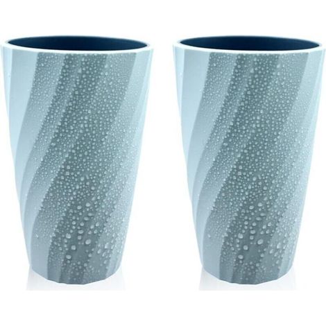 Lot de 2 gobelets de Salle de Bain incassables, Doux et Durable, pour Brosse à Dents (Bleu Foncé) (1/5)