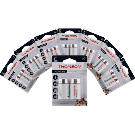 Pack de 16 piles alcalines LR14 C 1,5 V - Thomson