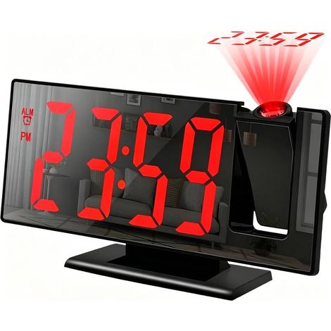 Generisch Réveil à projection pour plafond de chambre à coucher, heure 12/24 heures et Horloge numérique intelligente pour enfants et adultes sur le plafond, le mur, la table de chevet, le côté du lit (1/5)