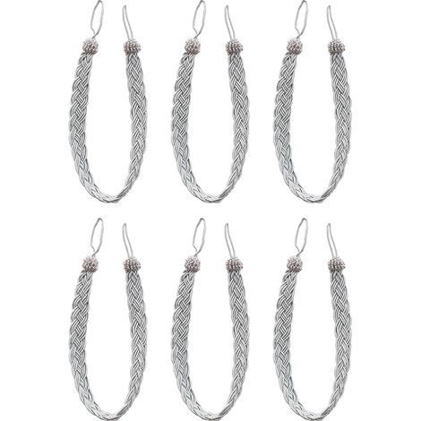 3 paires d'embrasses de rideaux, attaches à boucle, cordes tressées en polyester, 59 cm, pour voilages et rideaux épais (1/5)