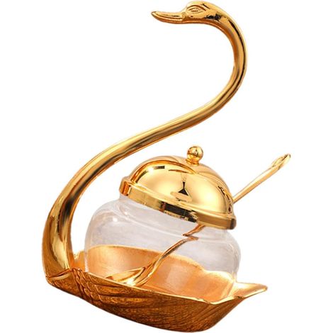 Ensemble pots à sucre et à épices Swan, en alliage de zinc et verre, style européen, et l'hôtel, avec boîte décorative pour le sel et les épices (1/5)