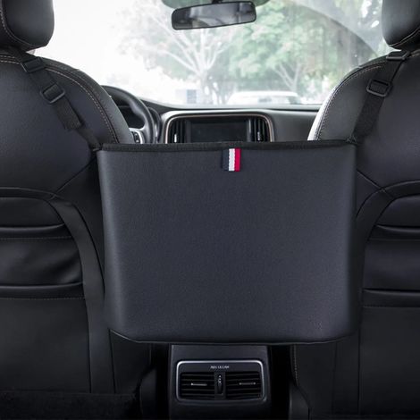 Organisateur de siège en cuir (basique) - Boîte de rangement pour sac à main de voiture - Organisateur d'espace entre les sièges avant - Rangement pour accoudoir arrière (1/5)