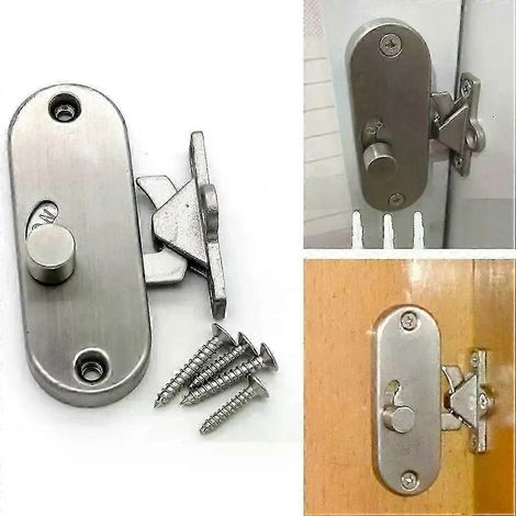 Türschloss-Schutzriegel, 90°-Edelstahl, bewegliche Tür, rechtwinklige Schnalle, Sichtschutzschloss-Hardware-JXLGV (1/5)