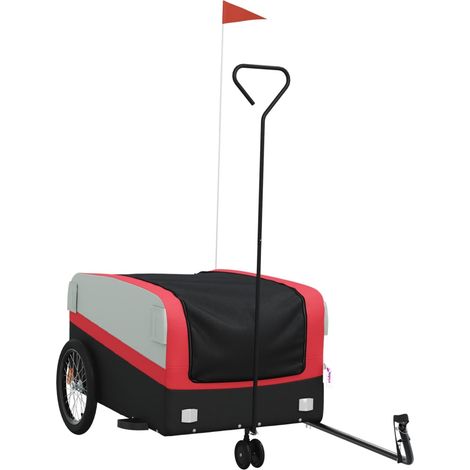Remorque de vélo noir et rouge 45 kg fer (1/5)
