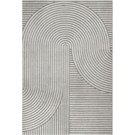 Tapis salon et chambre 140x200 gris rectangle tissé motif simple LYN9 B