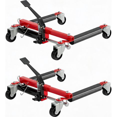 Chariots de roue hydrauliques lot de 2, capacité 3000 lbs, roulettes acier pivotantes 360°, outil lourd pour atelier réparation auto (1/5)