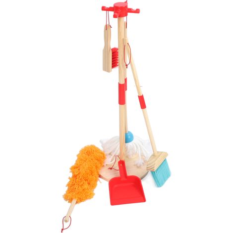 Ensemble de jouets de nettoyage pour enfants : balai, serpillière, plumeau, pelle et brosse. Jouets de ménage pour enfants. (1/5)