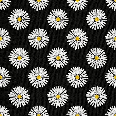 Tissu d'extérieur décoratif Oxford - motif marguerites sur fond noir 2 (1/5)